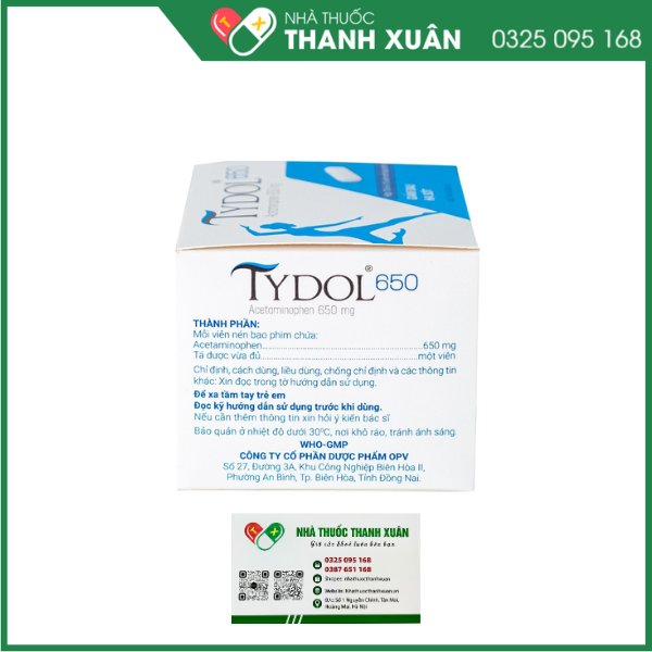 Tydol 650 hạ sốt, giảm đau từ nhẹ đến trung bình